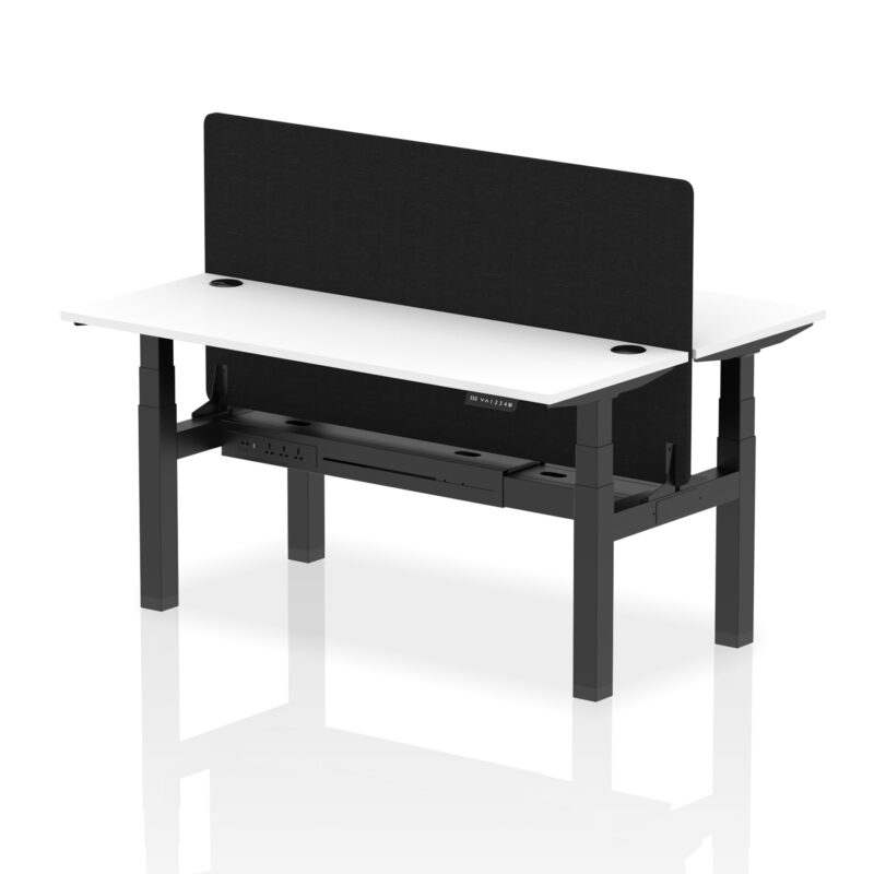 Air Back-to-Back Slimline Height Adjustable Bench Desk - 2 Person with Black Straight Screen - Image 61