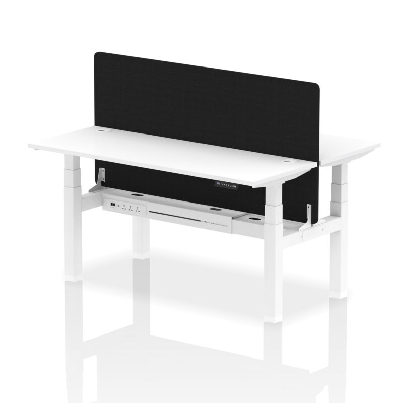 Air Back-to-Back Slimline Height Adjustable Bench Desk - 2 Person with Black Straight Screen - Image 63