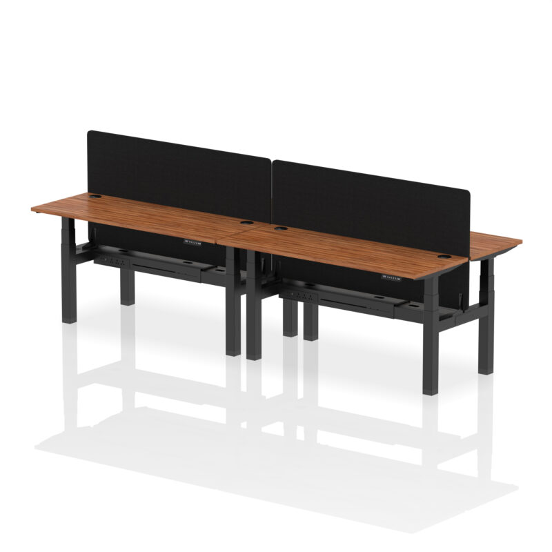 Air Back-to-Back Slimline Height Adjustable Bench Desk - 4 Person with Black Straight Screen - Image 58