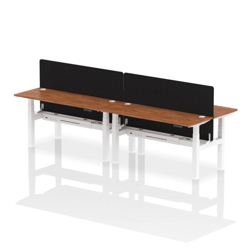Air Back-to-Back Slimline Height Adjustable Bench Desk - 4 Person with Black Straight Screen - Image 60