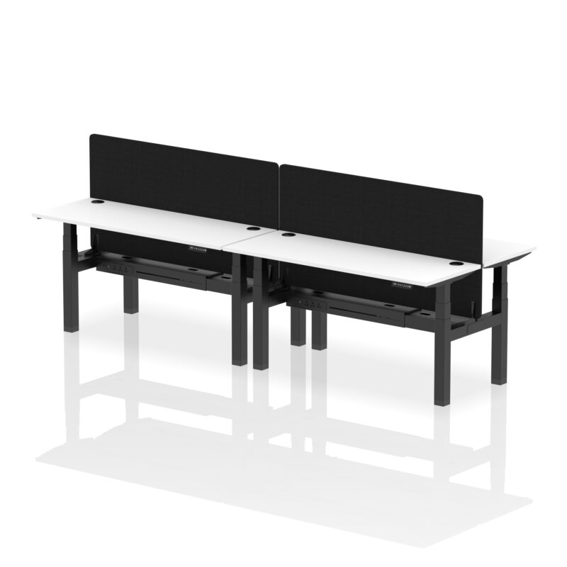Air Back-to-Back Slimline Height Adjustable Bench Desk - 4 Person with Black Straight Screen - Image 61