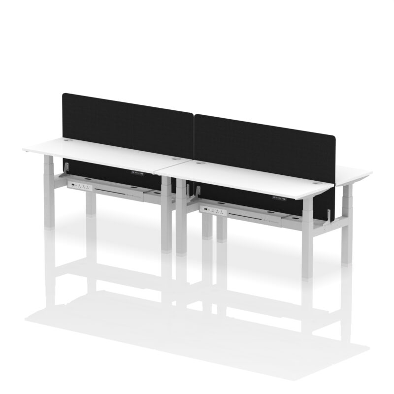 Air Back-to-Back Slimline Height Adjustable Bench Desk - 4 Person with Black Straight Screen - Image 62
