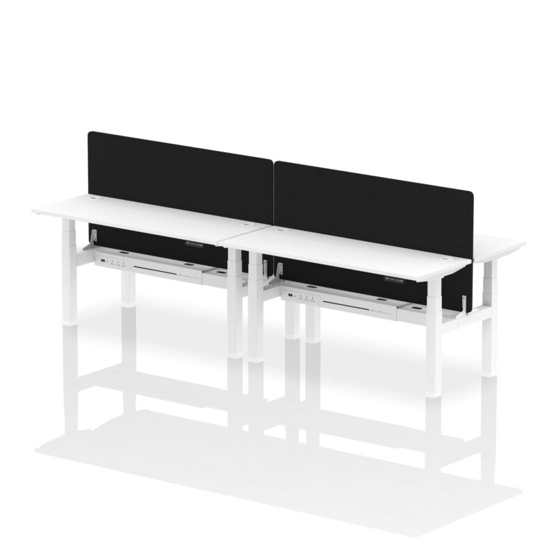 Air Back-to-Back Slimline Height Adjustable Bench Desk - 4 Person with Black Straight Screen - Image 63