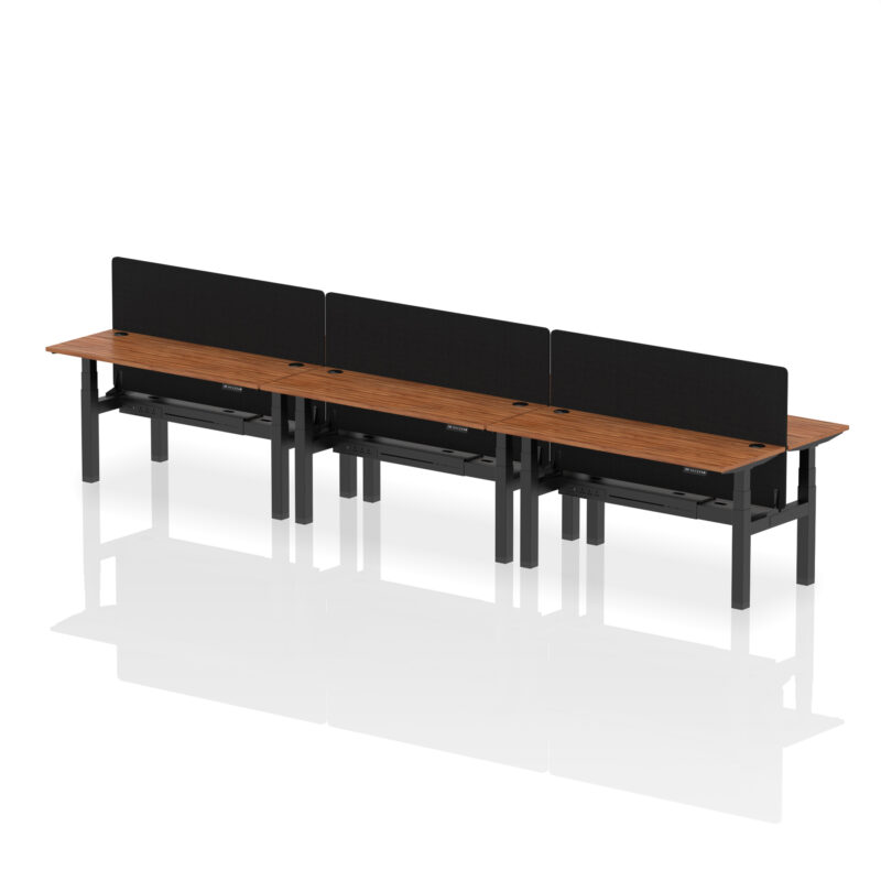 Air Back-to-Back Slimline Height Adjustable Bench Desk - 6 Person with Black Straight Screen - Image 58