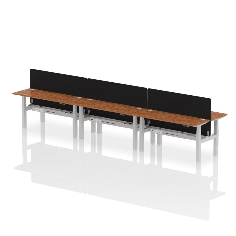 Air Back-to-Back Slimline Height Adjustable Bench Desk - 6 Person with Black Straight Screen - Image 59