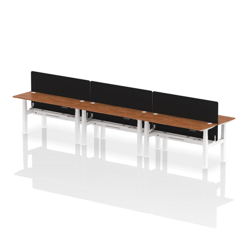 Air Back-to-Back Slimline Height Adjustable Bench Desk - 6 Person with Black Straight Screen - Image 60
