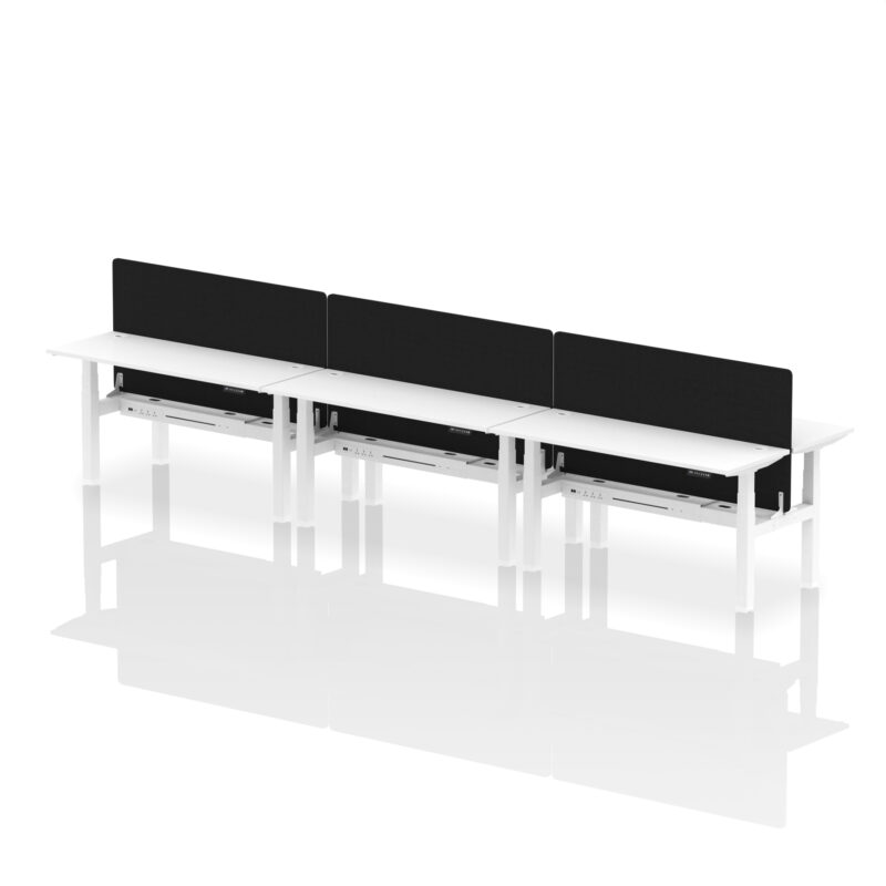 Air Back-to-Back Slimline Height Adjustable Bench Desk - 6 Person with Black Straight Screen - Image 63