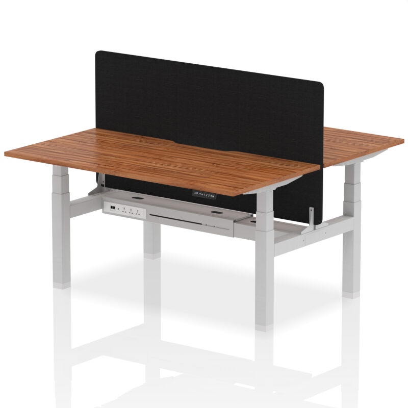 Air Back-to-Back Scalloped Edge Height Adjustable Bench Desk - 2 Person with Black Straight Screen - Image 50