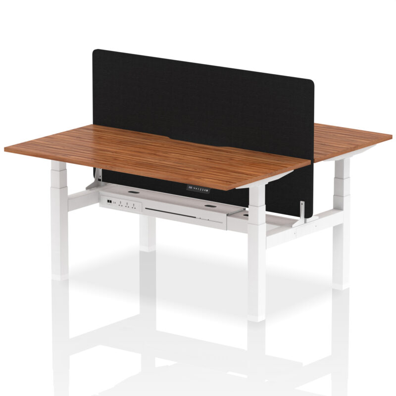 Air Back-to-Back Scalloped Edge Height Adjustable Bench Desk - 2 Person with Black Straight Screen - Image 51