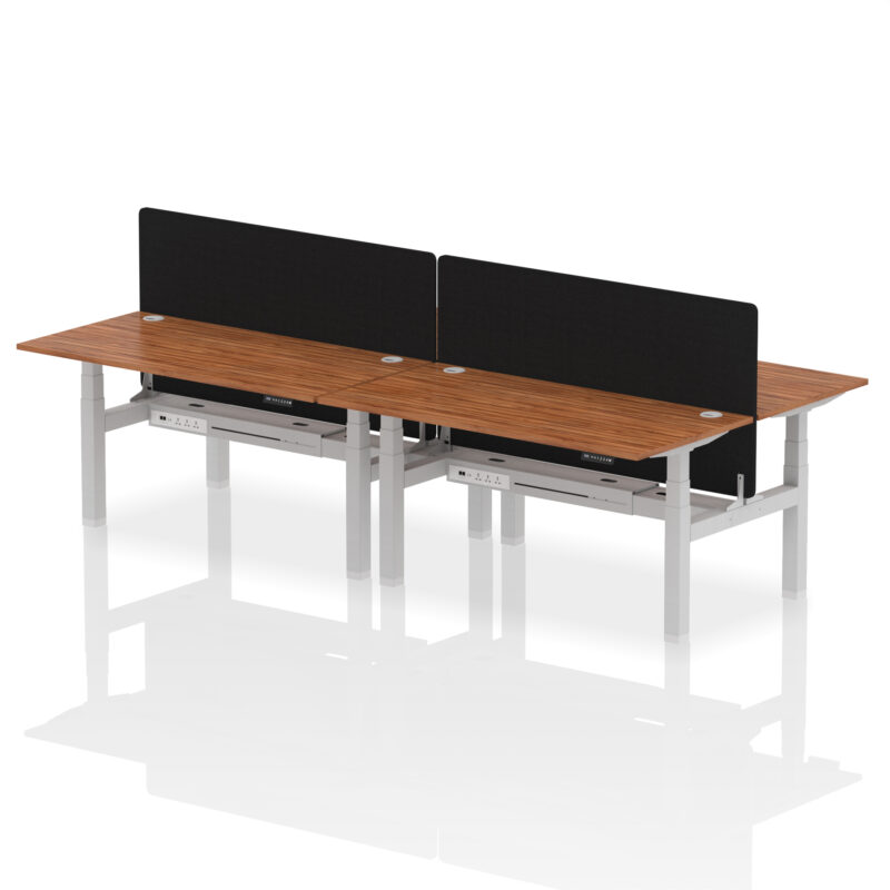 Air Back-to-Back Height Adjustable Bench Desk - 4 Person with Black Straight Screen - Image 59
