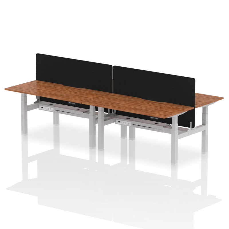 Air Back-to-Back Scalloped Edge Height Adjustable Bench Desk - 4 Person with Black Straight Screen - Image 50