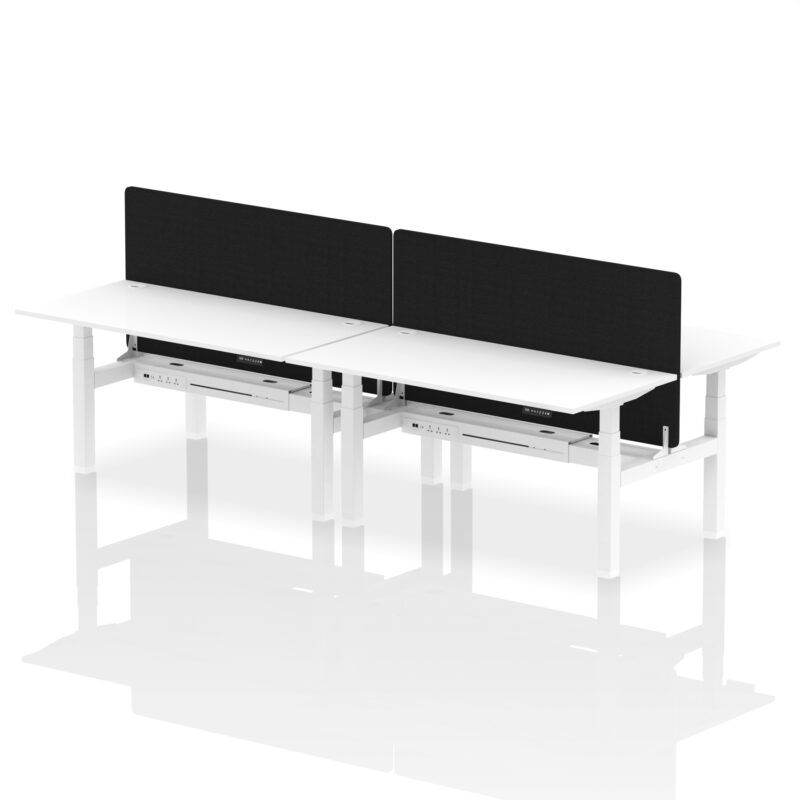 Air Back-to-Back Height Adjustable Bench Desk - 4 Person with Black Straight Screen - Image 63