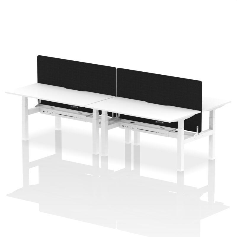 Air Back-to-Back Scalloped Edge Height Adjustable Bench Desk - 4 Person with Black Straight Screen - Image 54