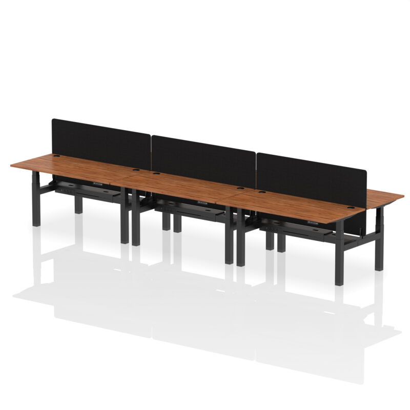 Air Back-to-Back Height Adjustable Bench Desk - 6 Person with Black Straight Screen - Image 58