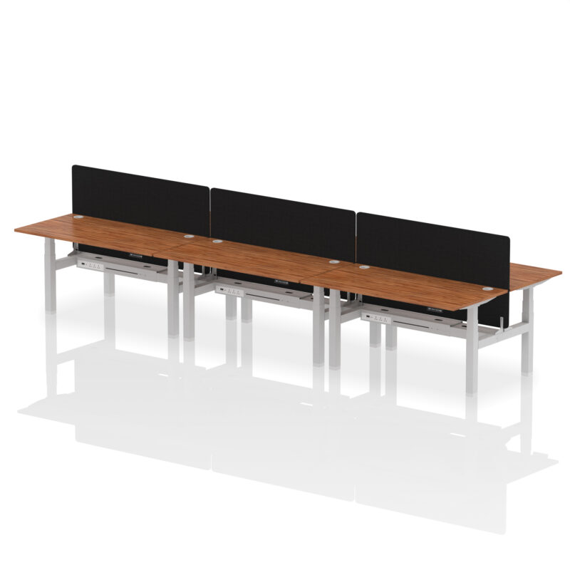 Air Back-to-Back Height Adjustable Bench Desk - 6 Person with Black Straight Screen - Image 59