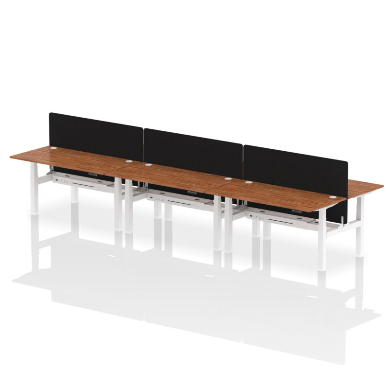 Air Back-to-Back Height Adjustable Bench Desk - 6 Person with Black Straight Screen - Image 60