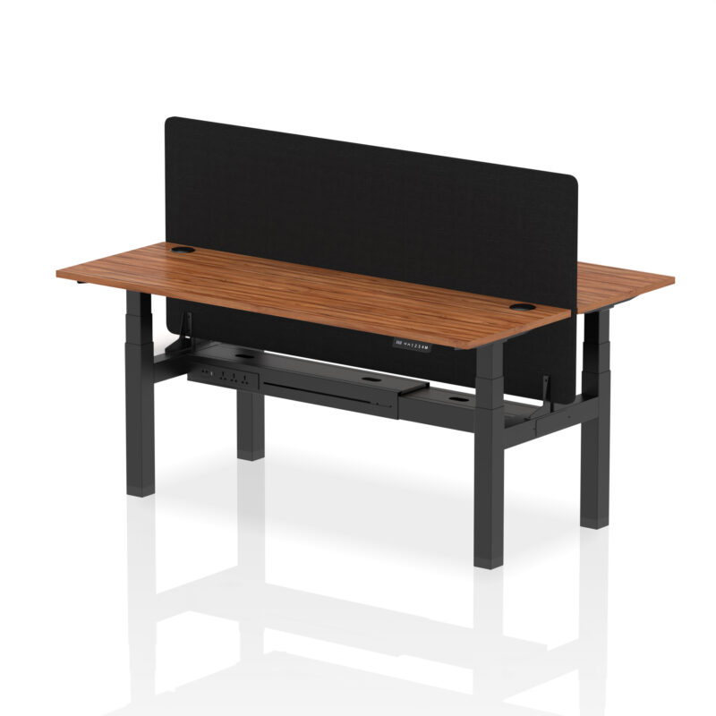 Air Back-to-Back Slimline Height Adjustable Bench Desk - 2 Person with Black Straight Screen - Image 79
