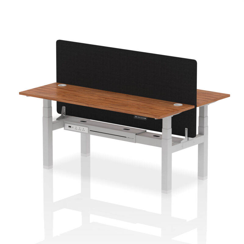 Air Back-to-Back Slimline Height Adjustable Bench Desk - 2 Person with Black Straight Screen - Image 80