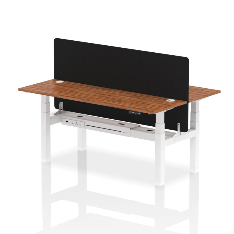 Air Back-to-Back Slimline Height Adjustable Bench Desk - 2 Person with Black Straight Screen - Image 81