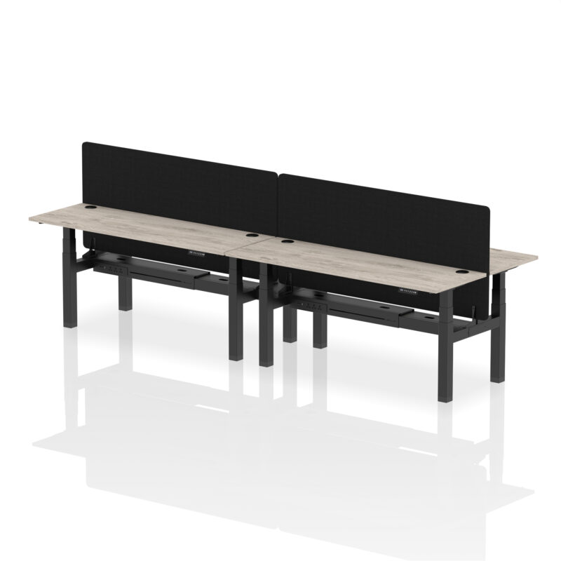 Air Back-to-Back Slimline Height Adjustable Bench Desk - 4 Person with Black Straight Screen - Image 70