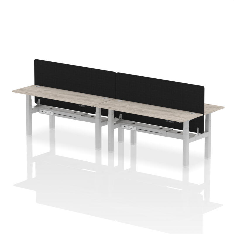 Air Back-to-Back Slimline Height Adjustable Bench Desk - 4 Person with Black Straight Screen - Image 71