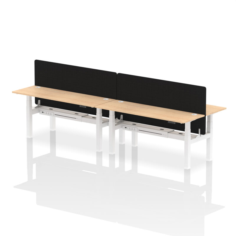 Air Back-to-Back Slimline Height Adjustable Bench Desk - 4 Person with Black Straight Screen - Image 75