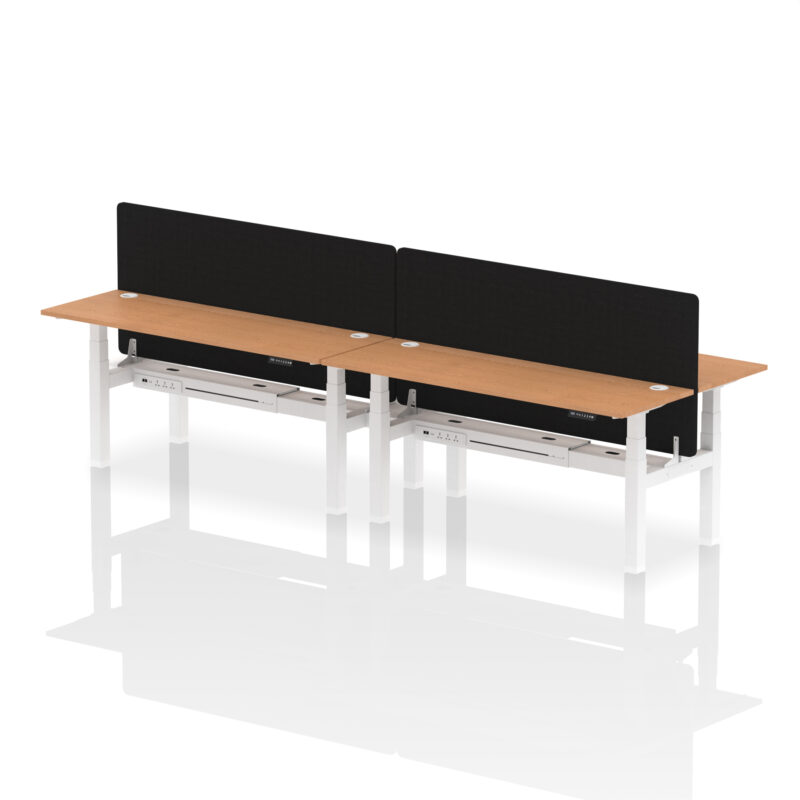 Air Back-to-Back Slimline Height Adjustable Bench Desk - 4 Person with Black Straight Screen - Image 78