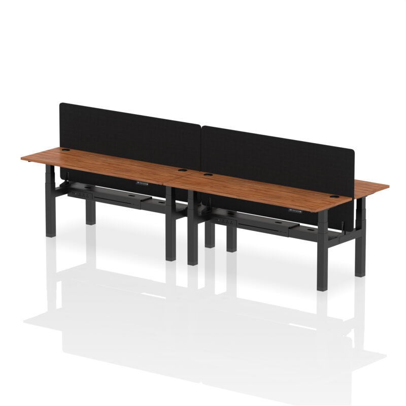 Air Back-to-Back Slimline Height Adjustable Bench Desk - 4 Person with Black Straight Screen - Image 79