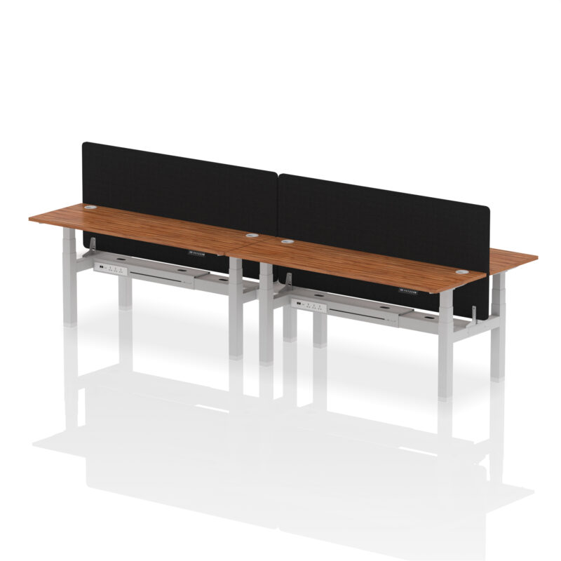Air Back-to-Back Slimline Height Adjustable Bench Desk - 4 Person with Black Straight Screen - Image 80