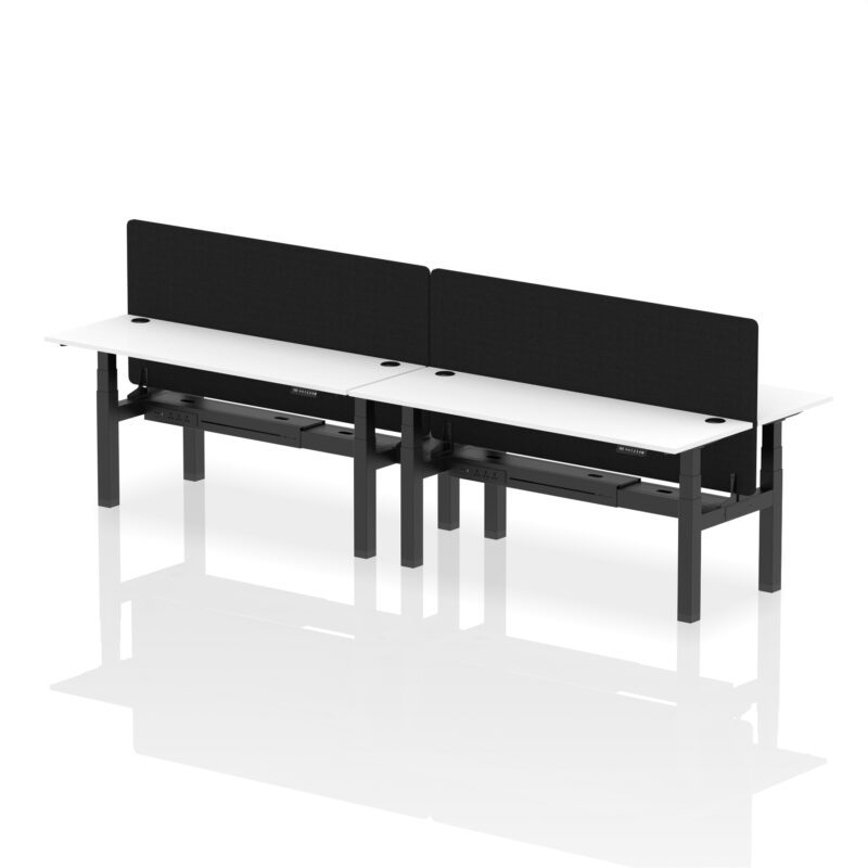Air Back-to-Back Slimline Height Adjustable Bench Desk - 4 Person with Black Straight Screen - Image 82