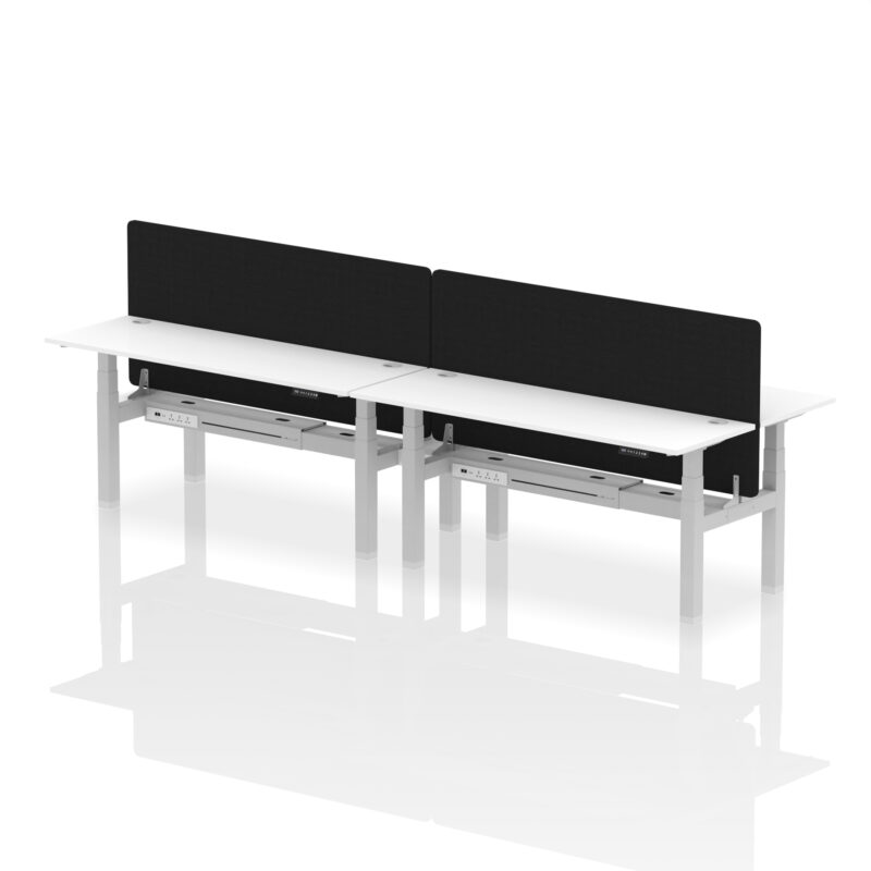 Air Back-to-Back Slimline Height Adjustable Bench Desk - 4 Person with Black Straight Screen - Image 83