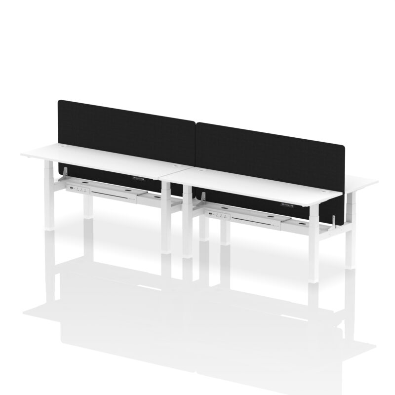 Air Back-to-Back Slimline Height Adjustable Bench Desk - 4 Person with Black Straight Screen - Image 84