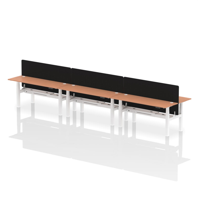 Air Back-to-Back Slimline Height Adjustable Bench Desk - 6 Person with Black Straight Screen - Image 66
