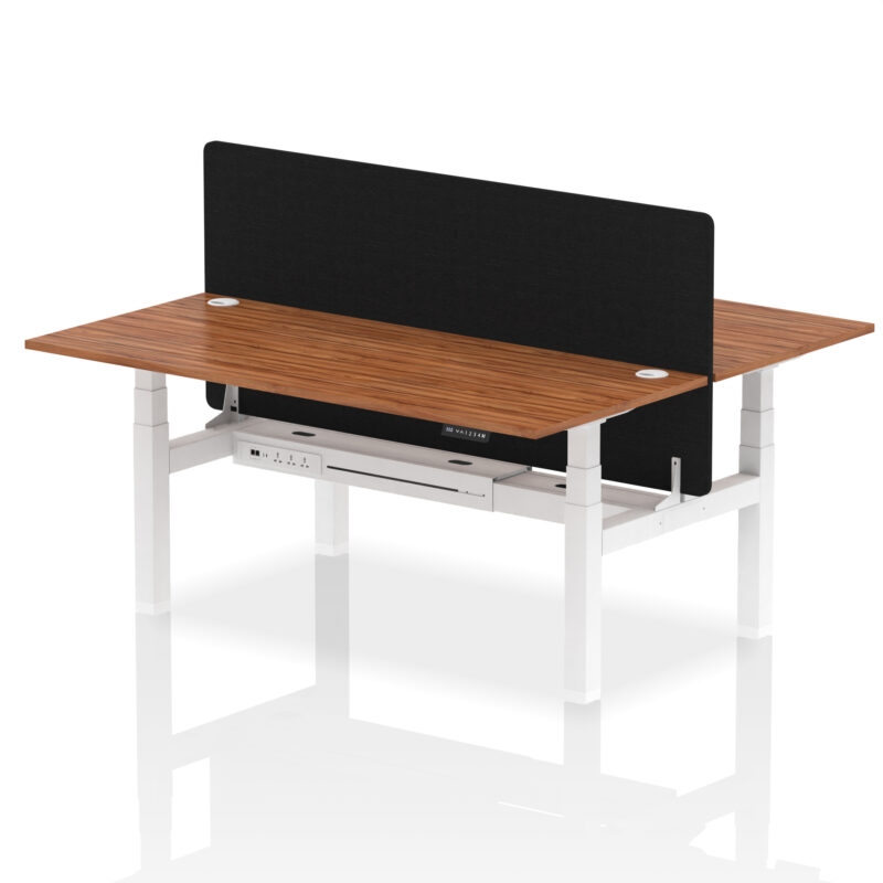 Air Back-to-Back Height Adjustable Bench Desk - 2 Person with Black Straight Screen - Image 81