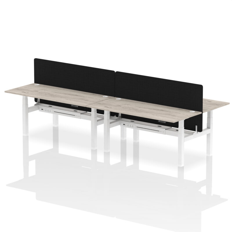 Air Back-to-Back Height Adjustable Bench Desk - 4 Person with Black Straight Screen - Image 72