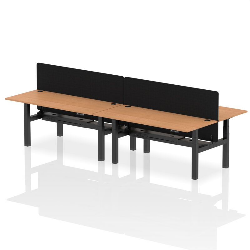 Air Back-to-Back Height Adjustable Bench Desk - 4 Person with Black Straight Screen - Image 76