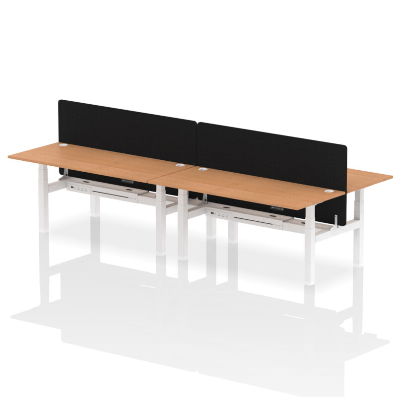 Air Back-to-Back Height Adjustable Bench Desk - 4 Person with Black Straight Screen - Image 78
