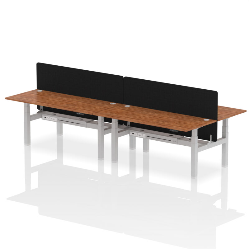 Air Back-to-Back Height Adjustable Bench Desk - 4 Person with Black Straight Screen - Image 80