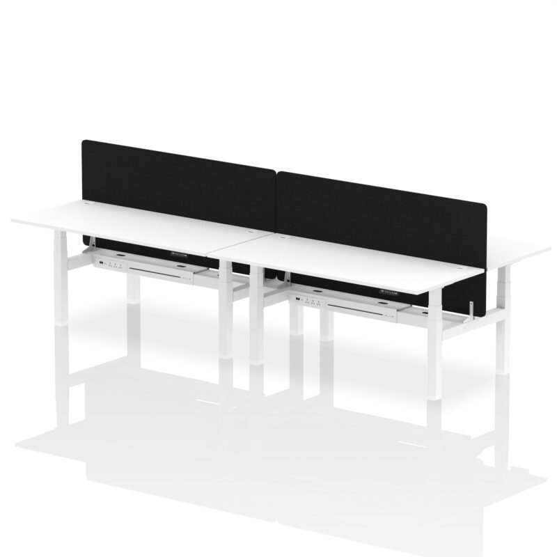 Air Back-to-Back Height Adjustable Bench Desk - 4 Person with Black Straight Screen - Image 84