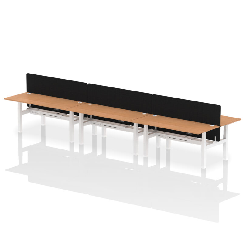 Air Back-to-Back Height Adjustable Bench Desk - 6 Person with Black Straight Screen - Image 78