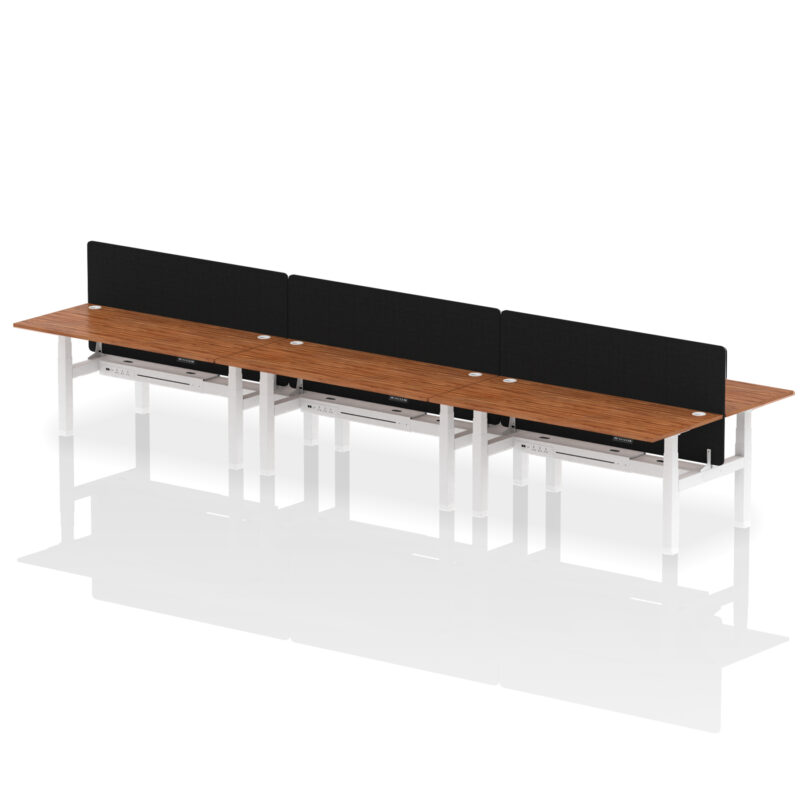 Air Back-to-Back Height Adjustable Bench Desk - 6 Person with Black Straight Screen - Image 81