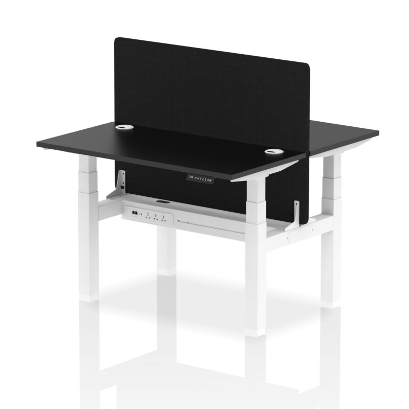 Air Back-to-Back Slimline Height Adjustable Bench Desk - 2 Person with Black Straight Screen - Image 6
