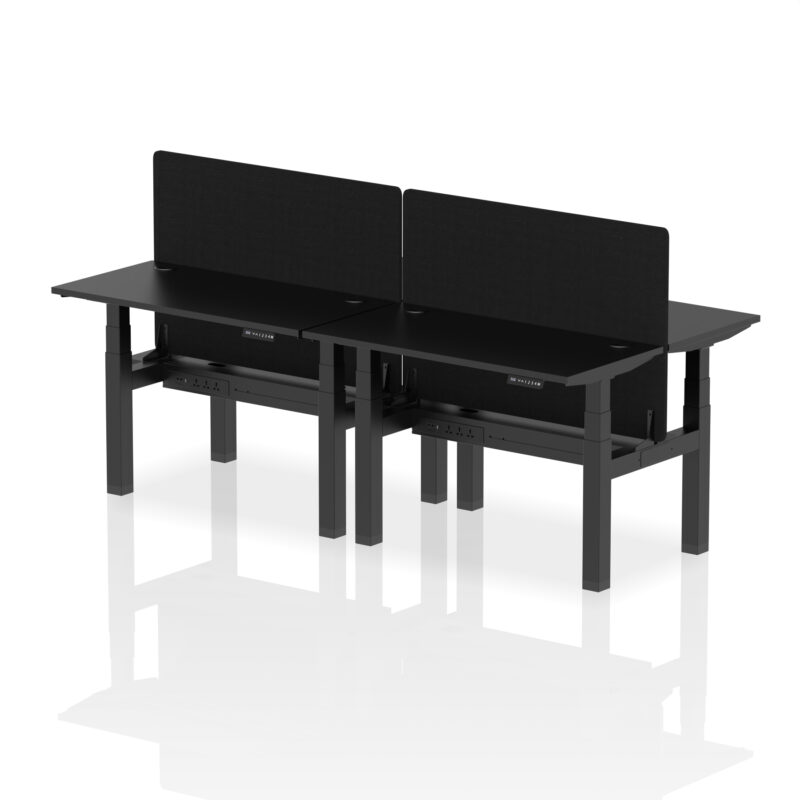 Air Back-to-Back Slimline Height Adjustable Bench Desk - 4 Person with Black Straight Screen - Image 4