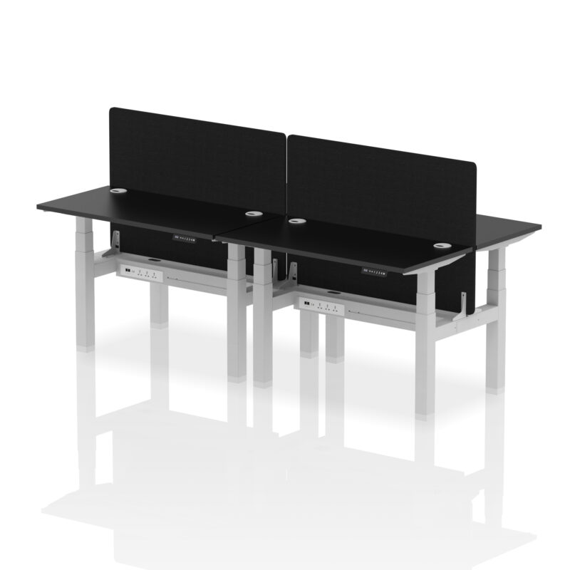 Air Back-to-Back Slimline Height Adjustable Bench Desk - 4 Person with Black Straight Screen - Image 5