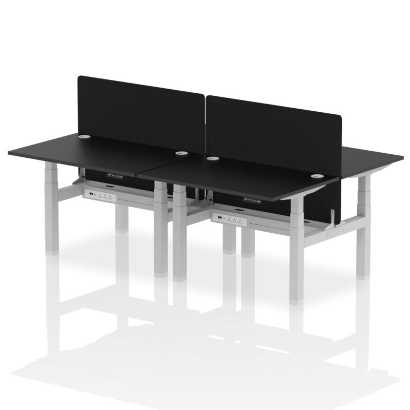 Air Back-to-Back Height Adjustable Bench Desk - 4 Person with Black Straight Screen - Image 5