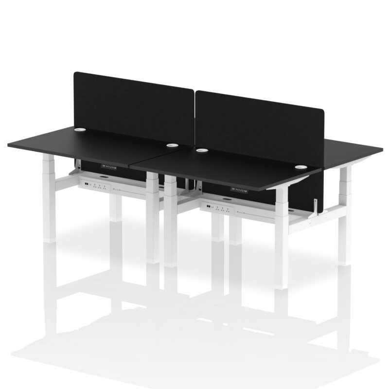 Air Back-to-Back Height Adjustable Bench Desk - 4 Person with Black Straight Screen - Image 6