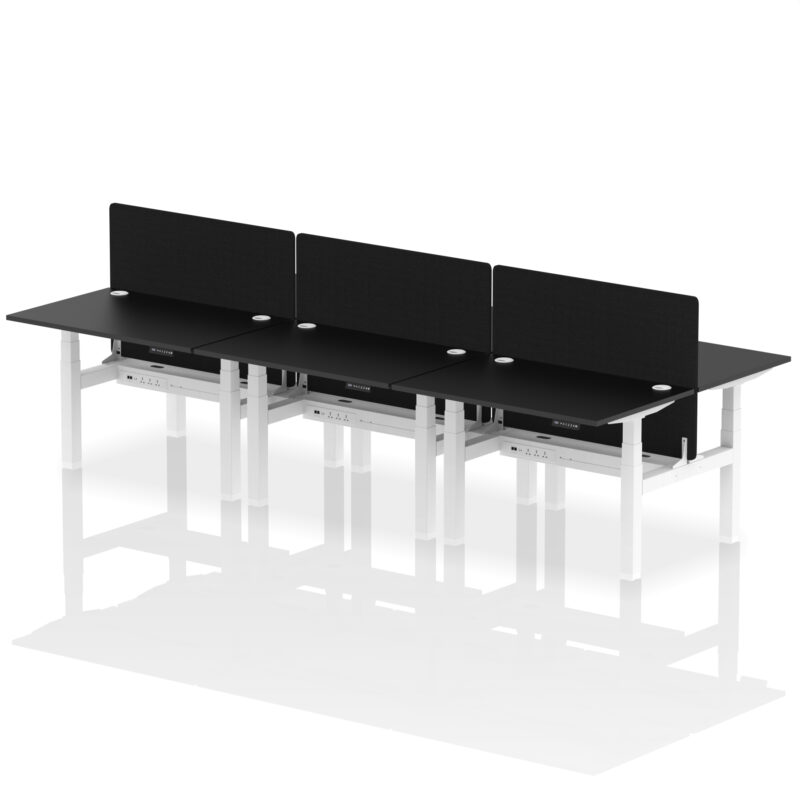 Air Back-to-Back Height Adjustable Bench Desk - 6 Person with Black Straight Screen - Image 6