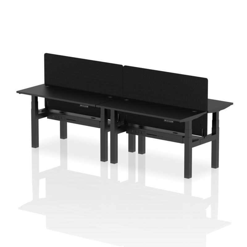 Air Back-to-Back Slimline Height Adjustable Bench Desk - 4 Person with Black Straight Screen - Image 25