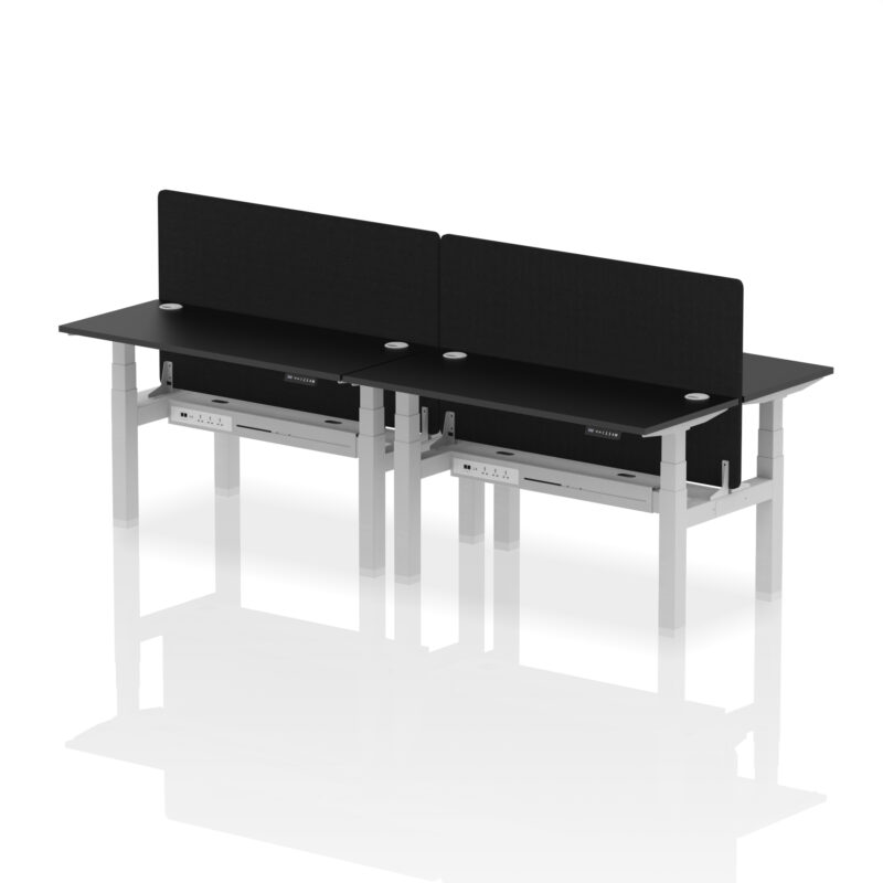 Air Back-to-Back Slimline Height Adjustable Bench Desk - 4 Person with Black Straight Screen - Image 26