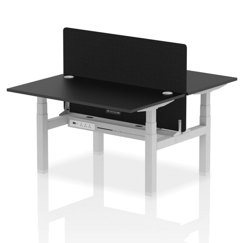 Air Back-to-Back Height Adjustable Bench Desk - 2 Person with Black Straight Screen - Image 26